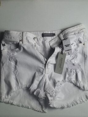 Just USA White Distressed Denim Jean Shorts